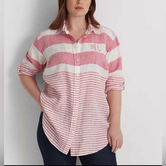 Lauren Ralph LRL Oversized Linen Buttoned Up Tunic Dress - Picture 1 of 13